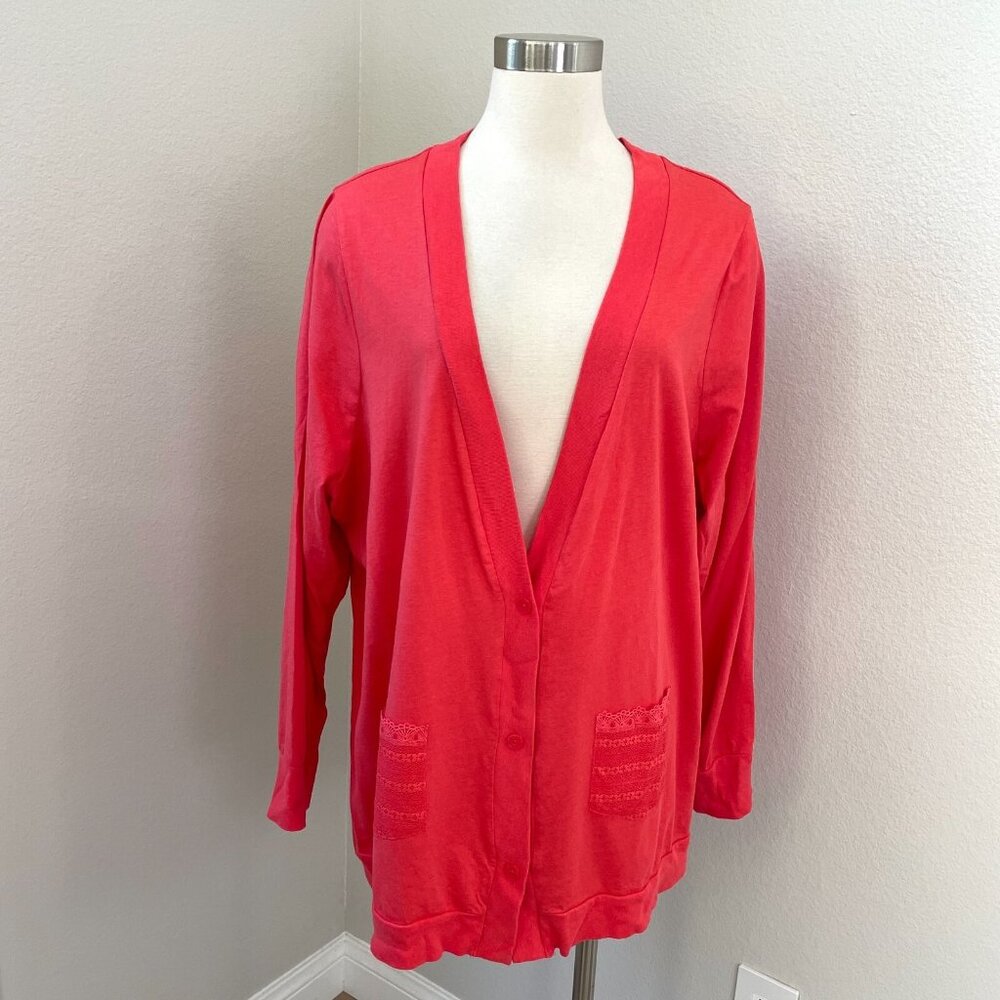NEW Cacique Womens‎ Plus 26/28 Button Cardigan Lace Pockets Long Sleeve